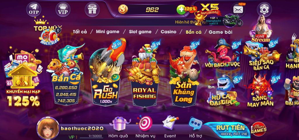 Đa dạng game đổi thưởng hot